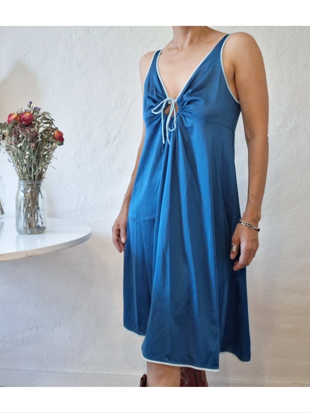 70s Babydoll Slip Dress with Keyhole Detail Fairycore Coquette